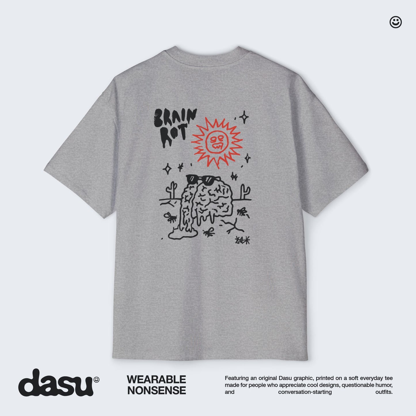 Brain Rot Sun Graphic Tee | White Brain Melt Illustration